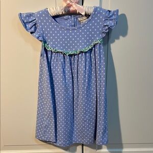 Matilda Jane Pearl Blue Polka Dot Dress with Ruffle Sleeves 4 4T